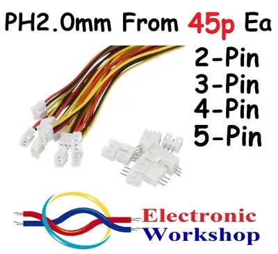Buy PH 2.0mm Micro Connector 2-Pin 3-Pin 4 & 5-Pin Plug Male Female Wires UK Seller • 3.99£