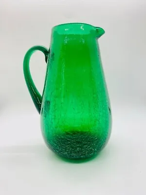 Buy Emerald Green Crackle Glass 7” Pitcher - 012324 • 22.05£