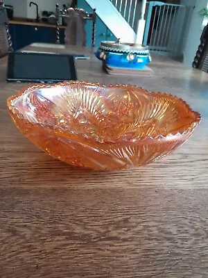 Buy Carnival Glass Bowl Orange Marigold  1930's 10  Pressed Iridescent  • 18£