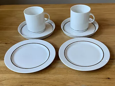 Buy Thomas Germany 1970s 2x White Cup, Saucer & Plate Trio. Rim & Wide Platinum Band • 15£