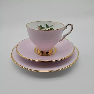 Buy Royal Stafford Tea Trio Light Pink With Floral Theme Bone China Vintage • 14.99£