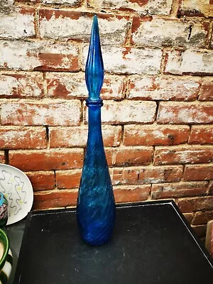 Buy Murano Mid Century Vintage Cobalt Blue Glass Genie Bottle 1970s 54cms High.  • 59.99£
