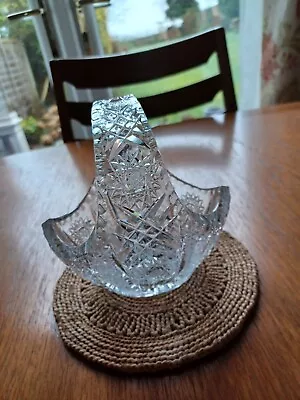 Buy Attractive Crystal Cut Glass Basket,perfect Condition. • 7.95£