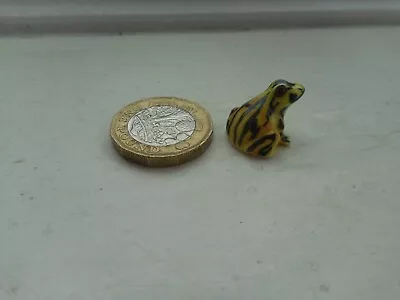 Buy Frog - Beautiful - Detailed Tiny Miniature  Pottery Yellow/black/gold Frog • 3.20£