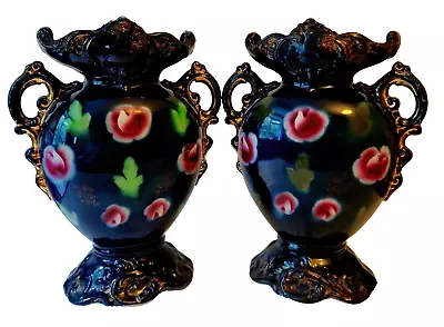 Buy Beautiful Floral Handled Vases, A.J Harley Jones Of Staffordshire Pair  • 29.25£