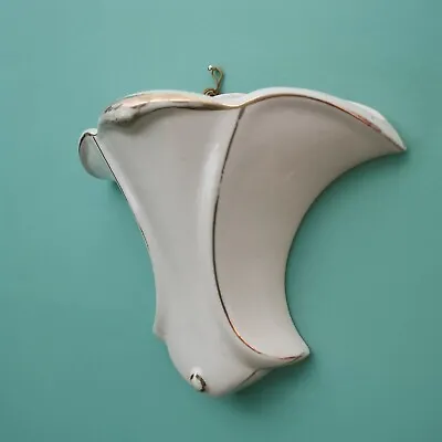 Buy Vintage Fleur De Lis Fluted Wall Pocket. Ceramic Cream Vase. • 25£
