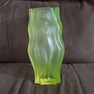 Buy Desna Signed Vaseline Glass Echo Nude Lady Vase Excellent Condition! • 240.18£