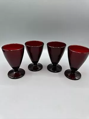 Buy Vintage Anchor Hocking Royal Ruby Red Footed Cordial Glass 3.5  Set/4 MCM • 19.20£