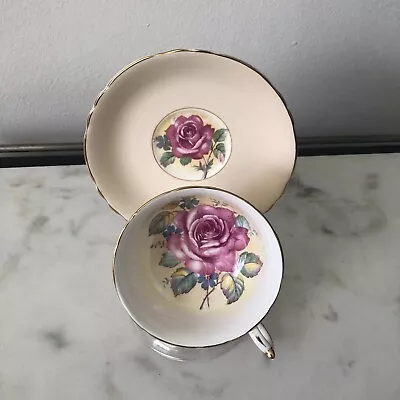 Buy RARE PARAGON Pink Cabbage Rose Cup & Saucer With Soft Peach Double Warrant 1940 • 188.80£
