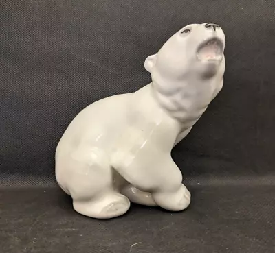 Buy Vintage Russian Lomonosov Porcelain White Polar Bear Figurine USSR.  Ht 12.5cm • 19.95£