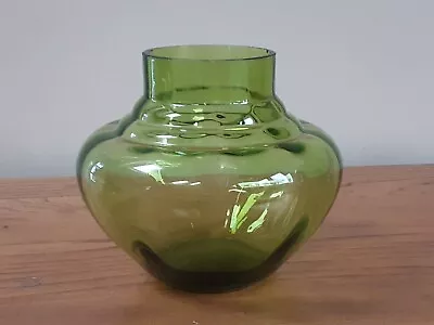 Buy Antique Bohemian Czech Green Glass Flower Bowl Vase • 5£