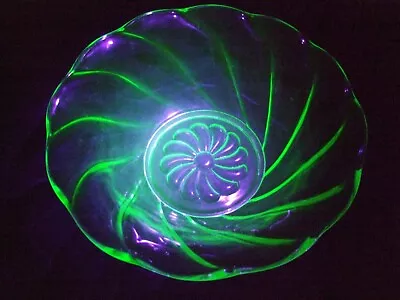 Buy Art Deco Uranium Glass Large Fruit Bowl Very Likely Bagley   • 18£