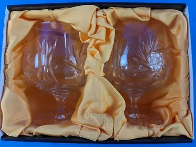 Buy Bohemia Cut Glass Crystal Pinwheel Brandy Glasses X 2 In Gift Box • 12£