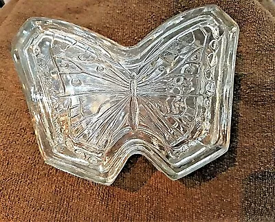 Buy Edwardian Pressed Glass Butterfly Design Box With Lid • 6£