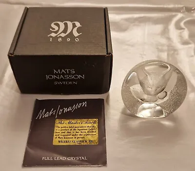 Buy Mats Jonasson Crystal Art Glass Cat PAPERWEIGHT Model #9176 Sweden • 9.99£