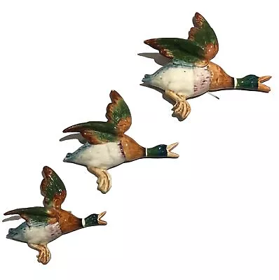 Buy Beswick Flying Ducks Mallards 596-2 596-3 & 596-4 Wall Plaques Pockets See Photo • 89.99£