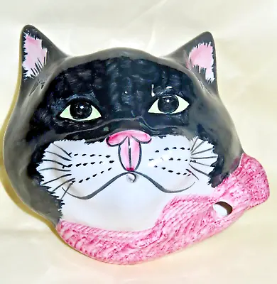 Buy Babbacombe Pottery.   String Dispenser  Cat    Black & White With Pink Bow • 29.50£