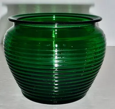 Buy Vintage National Potteries Green Ribbed Beehive Glass Bowl Vase #1162 Cleveland • 24.01£