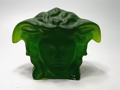 Buy Rosenthal Versace Medusa Head Crystal Glass Paperweight In Green Figurine Figure • 64.81£