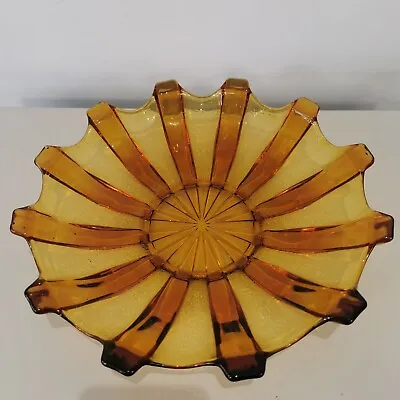 Buy Large Art Deco Amber Glass Bowl Stolzle Czechoslovakia, Mid 20th Century • 24.50£