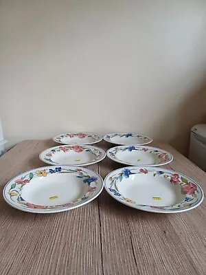 Buy Woods & Sons Alpine Meadow 9 Inch   Rimmed Soup Bowls X 6 - No Signs Of Use • 40£
