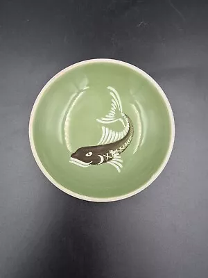 Buy Vintage Lamorna Pottery, Cornwall  Pin Dish With Fish Decoration. Incised Mark. • 5£