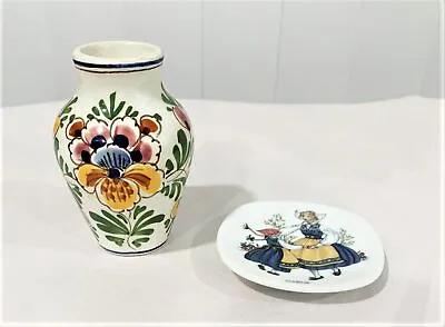 Buy Mini Delft Vase 3-3/4  And Mini Rolstrand Plate 3  Sweden • 28.55£