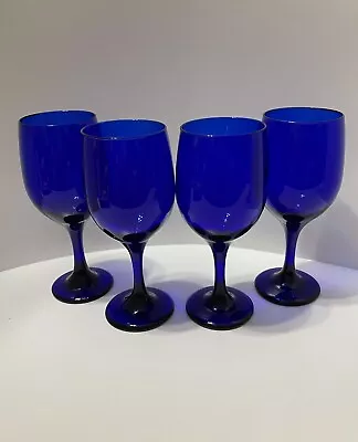Buy Libbey Cobalt Blue Wine Glasses Set Of Four 7 Inch • 33.62£