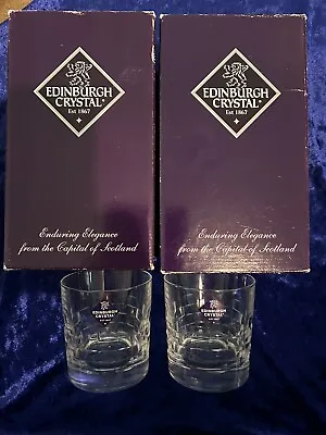 Buy New & Boxed 4 Edinburgh Crystal Skibo Old Fashioned Whiskey Tumblers 3 3/8  Tall • 75£