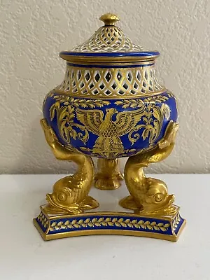 Buy Vintage Antique Sevres Style Porcelain Potpourri Pot Vase W Eagle & Dolphin Dec. • 1,850.02£