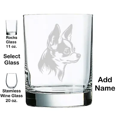 Buy CHIHUAHUA Dog ENGRAVED, ADD NAME, FREE SHIPPING, ETCHED GLASS, PERSONALIZED • 23.09£
