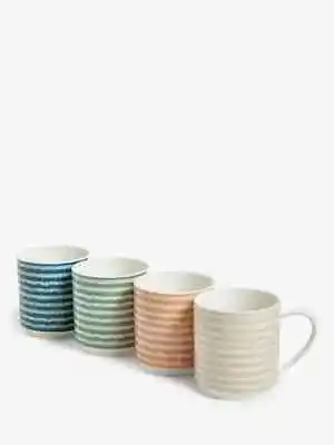 Buy Striped Fine China Striped Mug, Set Of 4, 330ml, Assorted • 7.99£