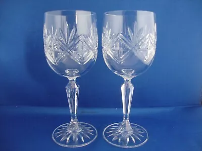 Buy 2 Edinburgh Crystal Glass Ness Cut Pattern Wine Glasses - Signed • 29.95£
