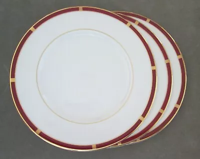 Buy 3 Royal Doulton Lexington Red & Gold Rim 8  Dessert/Salad Plates • 7.50£