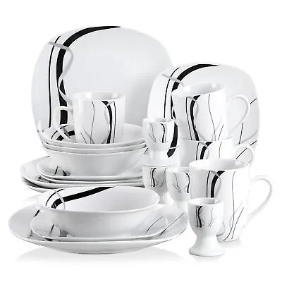 Buy VEWEET FIONA 20 Pc Dinner Set  Porcelain Tableware Plate Set White Service For 4 • 45.99£