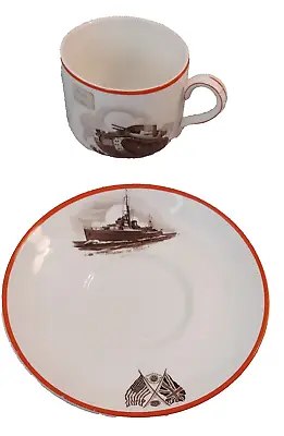 Buy WW2 Navy Destroyer  Guarding The Convoy  On JAMES KENT Ltd. Potterymug & Plate • 14.46£