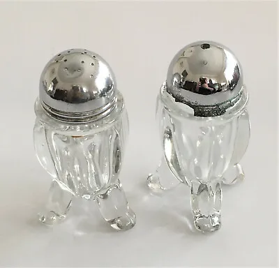 Buy Vintage Pair Of Glass Salt & Pepper Pots With Plated Lids.  • 22.50£