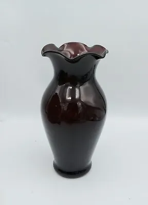 Buy Vintage Amethyst Purple Small Glass Vase With Ruffled Rim • 14.46£