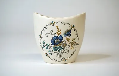 Buy Purbecks Ceramic Swanage - Vintage Small White Vase Blue Flowers - Art Noveau • 12.99£