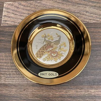 Buy Vintage Small Imperial Chokin  Plate Black/Gold With Birds Design • 8.99£