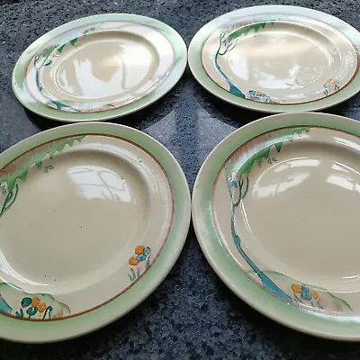 Buy 4 X Newport Pottery Co Made In England Art Deco Flower Pattern Plates • 5£