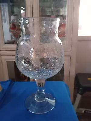Buy Vintage Clear Crackle Glass Lg Vase W/Stem • 69.01£