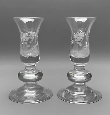 Buy VINTAGE -2 DUISKE Harry O'Shea Design GRAPEVINE CUT GLASS CANDLE HOLDERS - 5.5in • 19.95£