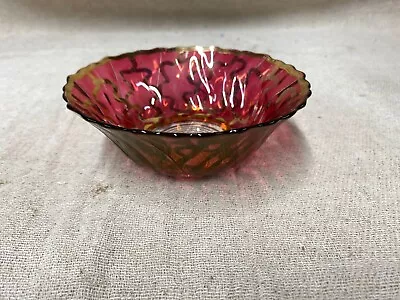 Buy French Made Pink & Gold Lined Glass Bowl • 3.99£