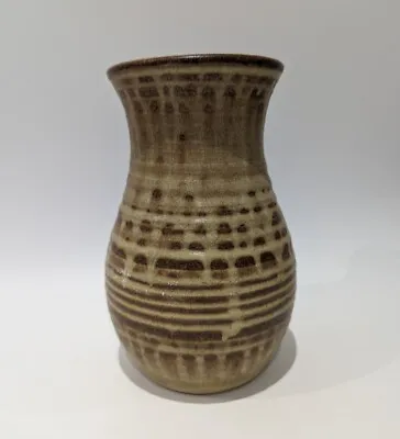 Buy Vintage Prinknash Pottery Stoneware Vase Pot Hand Made In England 7  Beige Brown • 17.10£