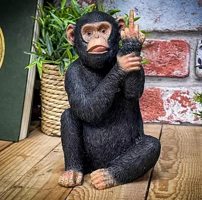 Buy Rude Monkey Ornament Cheeky Crude Animal Statue Middle Finger Up Chimp Figurine • 16.99£