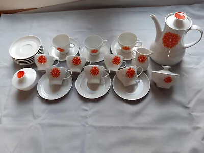 Buy Thomas Pinwheel Vintage Retro Orange China Tea Set With Teapot 25pc • 25£