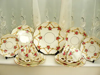 Buy Antique Imperial China Staffordshire  13 Piece Teaset   ** Rose Buds  & Swags** • 35£