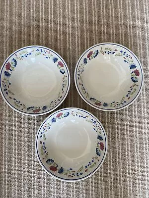 Buy BHS Priory Tableware Blue Floral Breakfast Cereal Desert Bowls Set Of 3 Ceramic • 9£