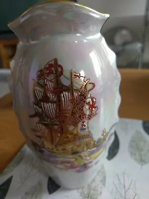 Buy Crown Devon Royal George Vase In Grey / Lustre Vgc 6.5  • 14.99£
